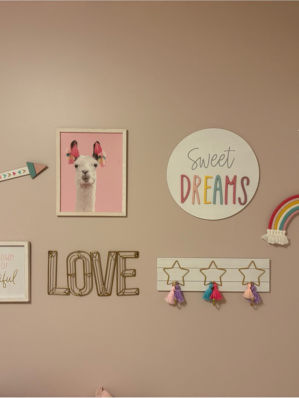 Sweet Dreams Wall Art Set - Pink & Gold  Decor for a girl’s bedroom